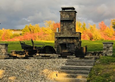 Custom designed outdoor fireplace in Vermont